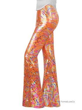 Sequin Flare Pants High Waisted Bell Bottoms Sparkly Glitter Leggings Party